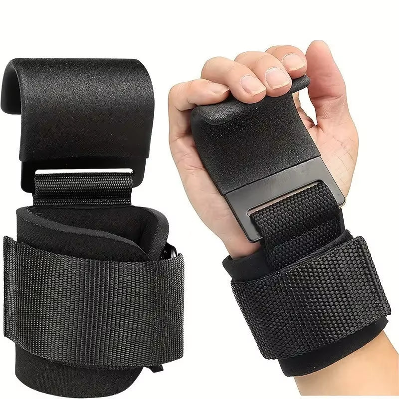 2/1Pcs Weight Lifting Hook Grips with Wrist Wraps Hand-Bar Wrist Strap Gym Fitness Hook Weight Strap Pull-Ups Lifting Gloves