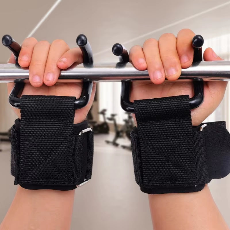 2/1Pcs Weight Lifting Hook Grips with Wrist Wraps Hand-Bar Wrist Strap Gym Fitness Hook Weight Strap Pull-Ups Lifting Gloves